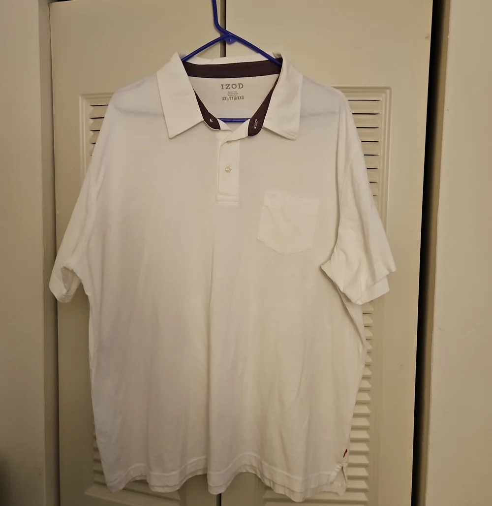 Izod White Polo with Contrast Dark Collar